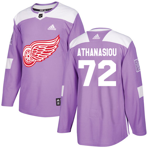 Adidas Red Wings #72 Andreas Athanasiou Purple Authentic Fights Cancer Stitched Youth NHL Jersey